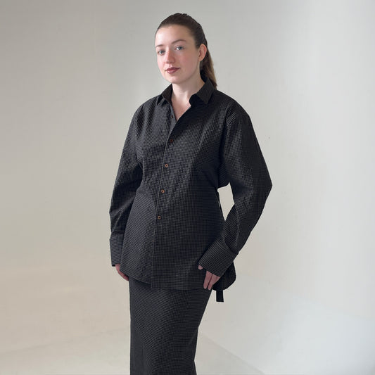 Norma Shirt in Navy Brown Gingham