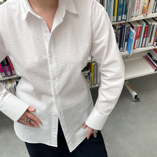 Norma Shirt in White Seersucker