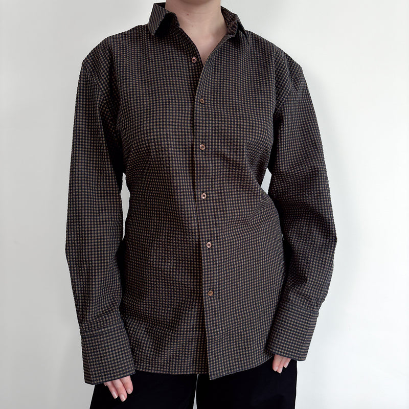 Norma Shirt | Navy Brown Gingham