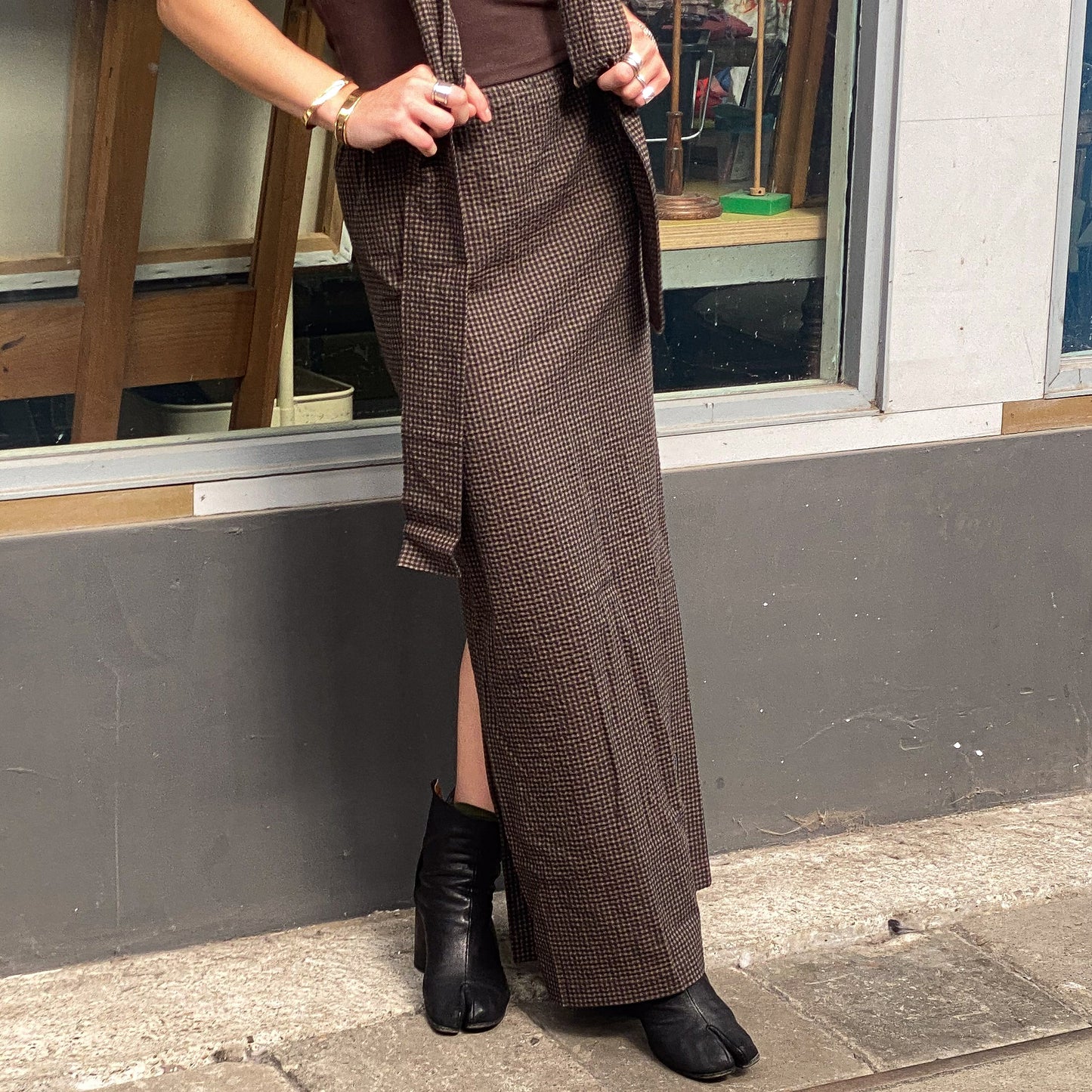 Taro Skirt in Navy Brown Gingham