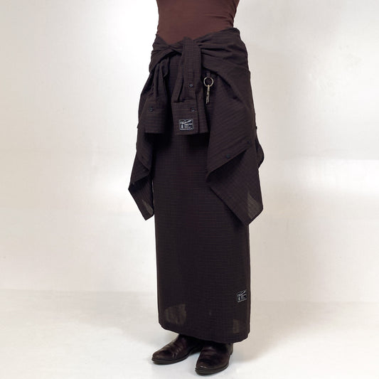 Taro Skirt in Checked Tobacco