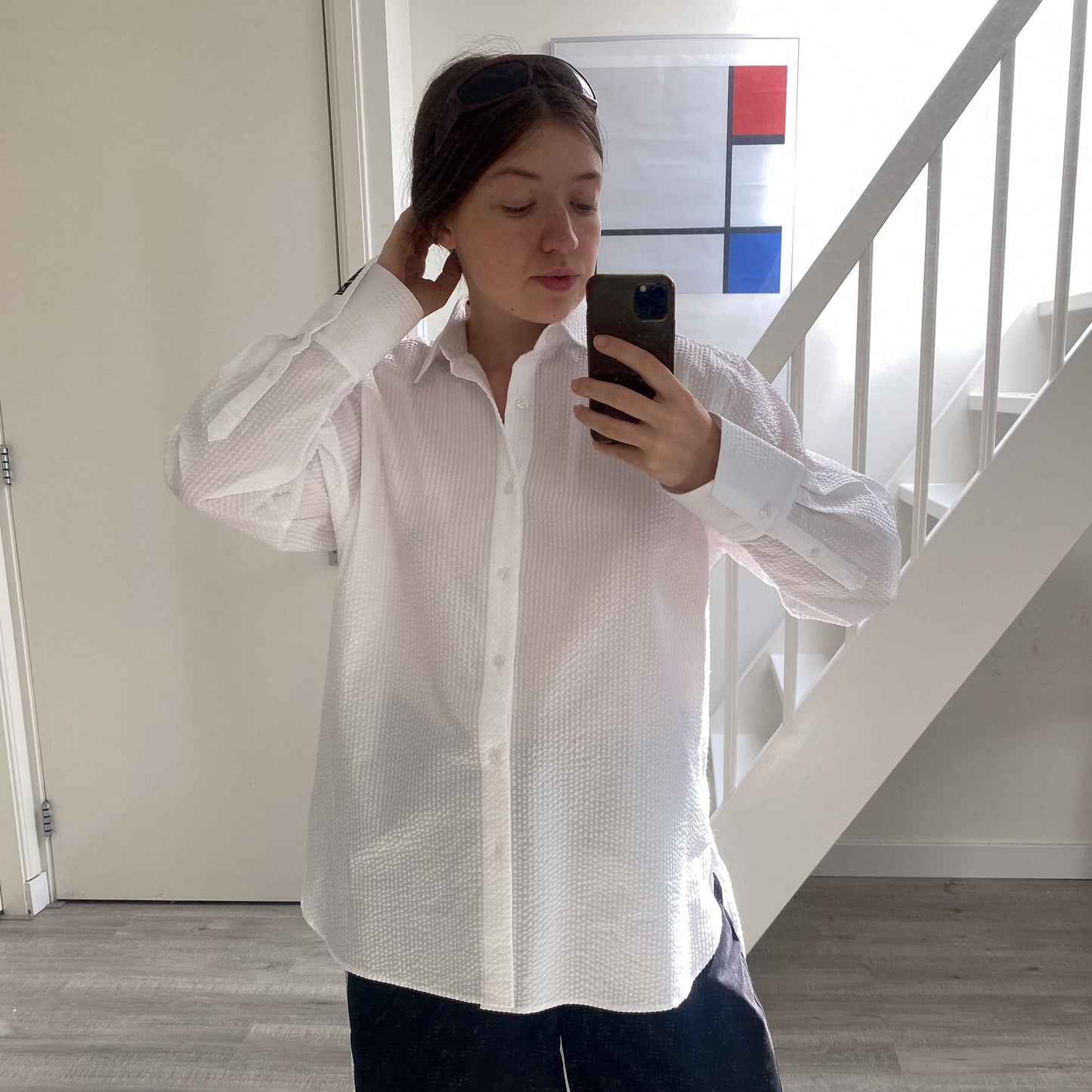 Norma Shirt in White Seersucker